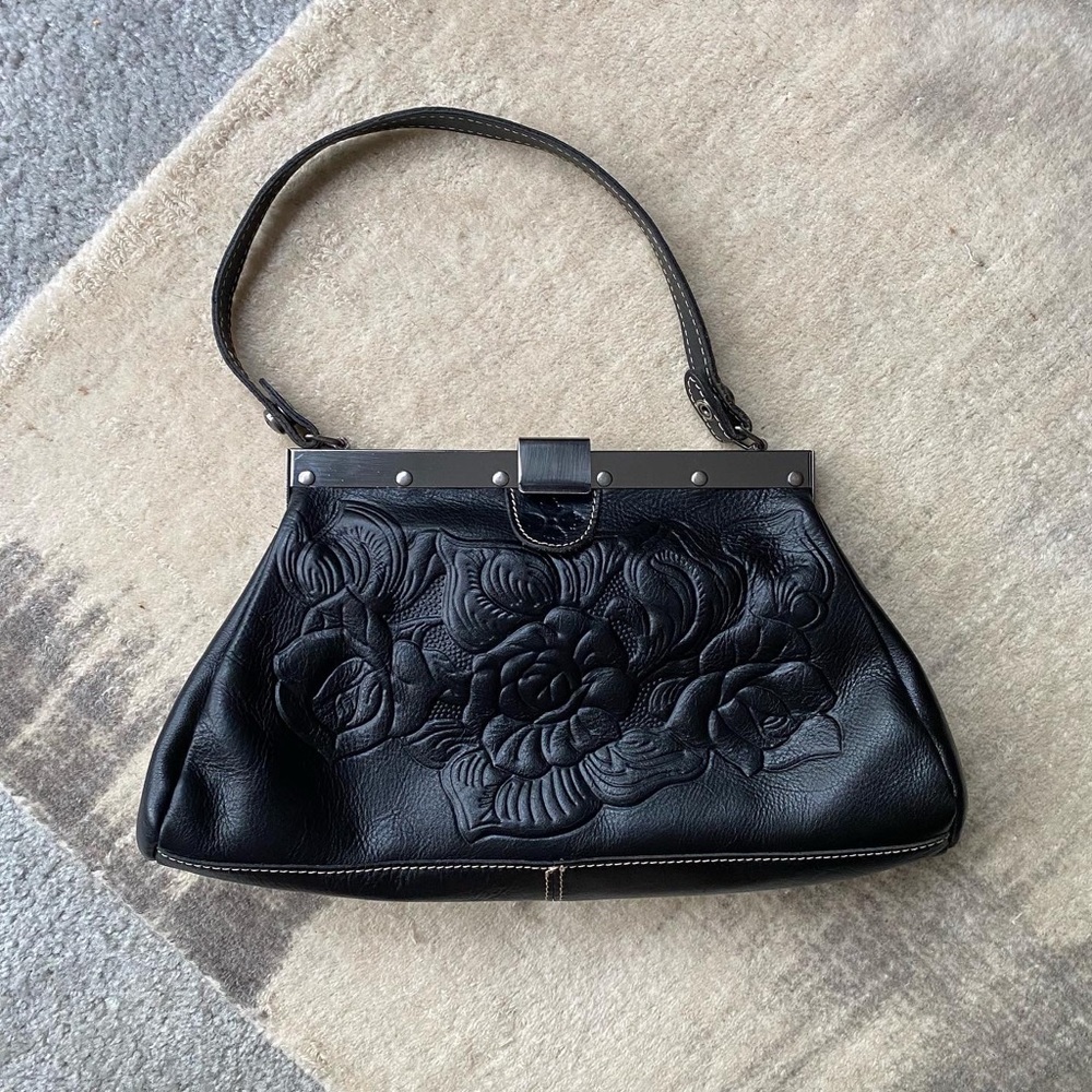 Patricia Nash embossed black leather handbag